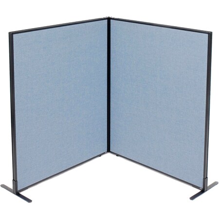 Interion By Global Industrial Interion Freestanding 2-Panel Corner Room Divider, 48-1/4inW x 60inH Panels, Blue 695031BL